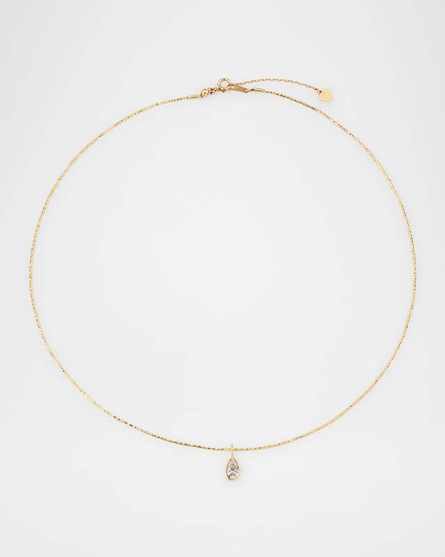 18K Lab Diamond Pear Cut Pendant Collar Necklace